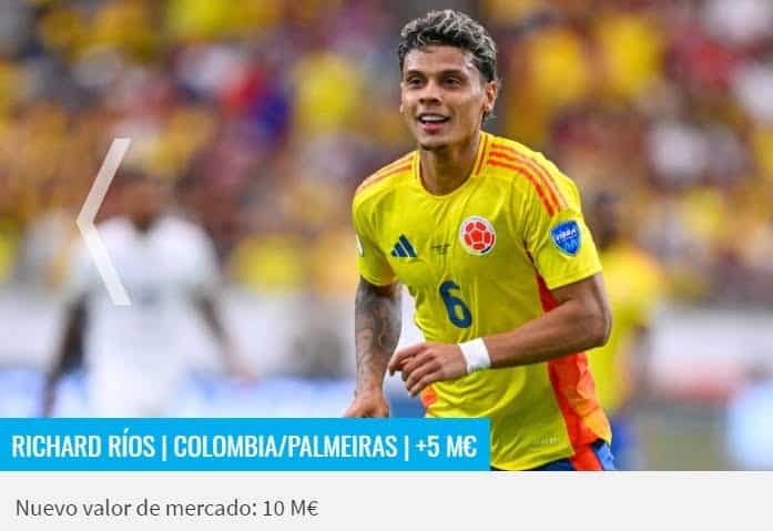 Un colombiano es el jugador m&aacute;s valorizado despu&eacute;s de Copa Am&eacute;rica