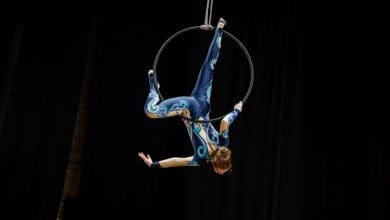 Video: Acr&oacute;bata del Circo del Sol cay&oacute; mientras se presentaba en un aro a&eacute;reo