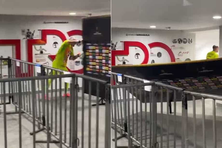 En video: Portero del Junior 'explot&oacute;' y tumb&oacute; todo tras derrota frente a Colo Colo